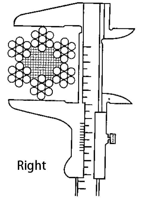 2Correct wire rope diameter measurement