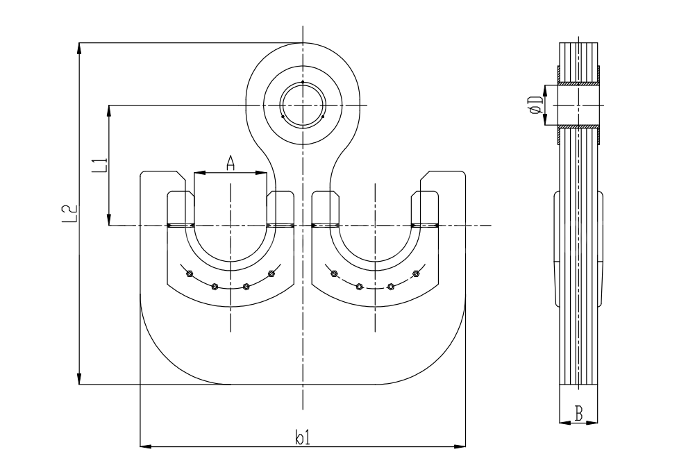 Laminated double hook drawing