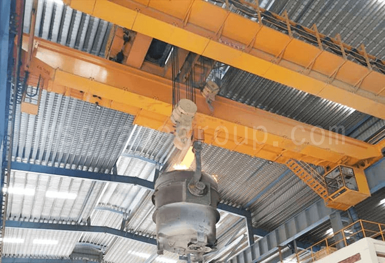 6 20 ton dubbelligger staalfabriek gietpan bovenloopkranen