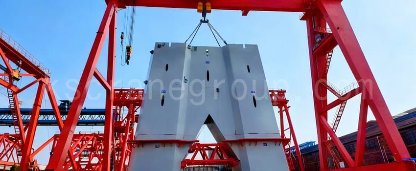 500t KUANGSHAN CRANE Supports the Construction of Maanshan Yangtze River Rail cum Road Bridge