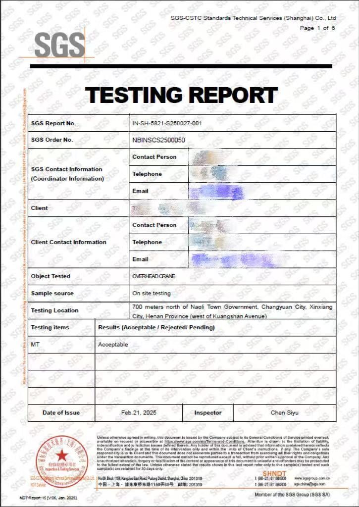 Grúa puente de 8 toneladas que cumple con la norma australiana y cuenta con certificación SGS1.