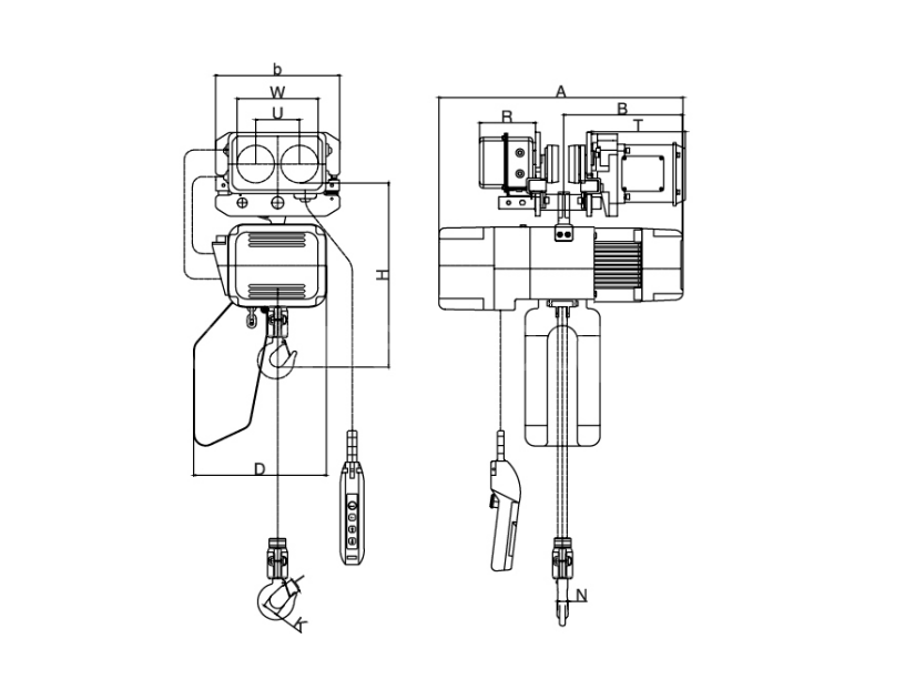integrated trolley hoist 1 5t structural diagram