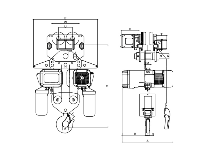 integrated trolley hoist 10 30t structural diagram