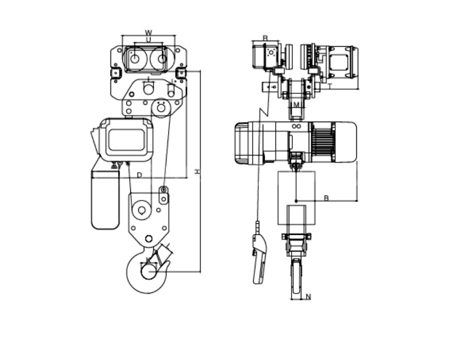 integrated trolley hoist 7 5t structural diagram